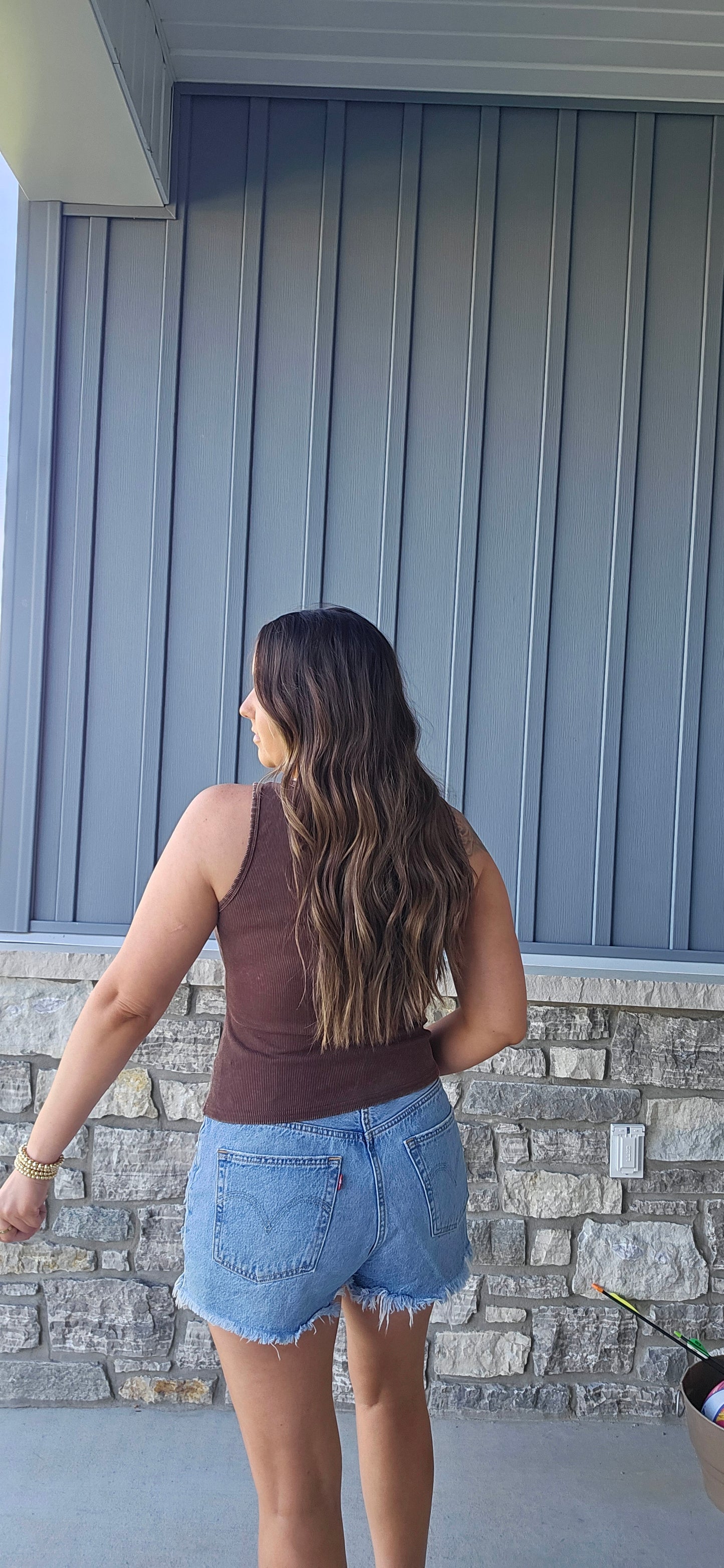 Cocoa Ribbed Henley Tank