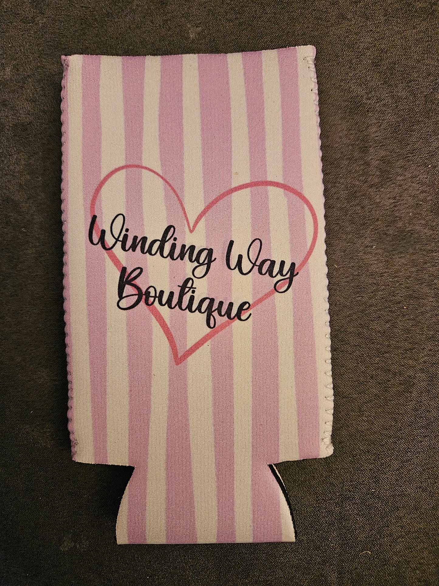 Winding Way Pink and White Stripe Koozie