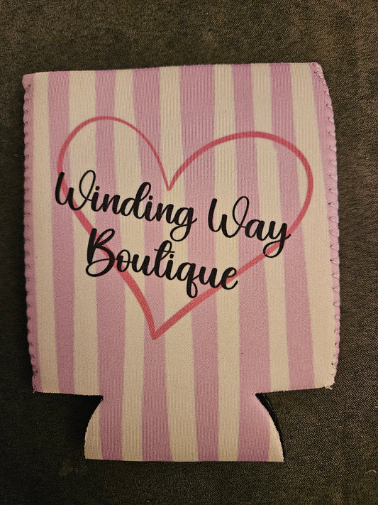 Winding Way Pink and White Stripe Koozie
