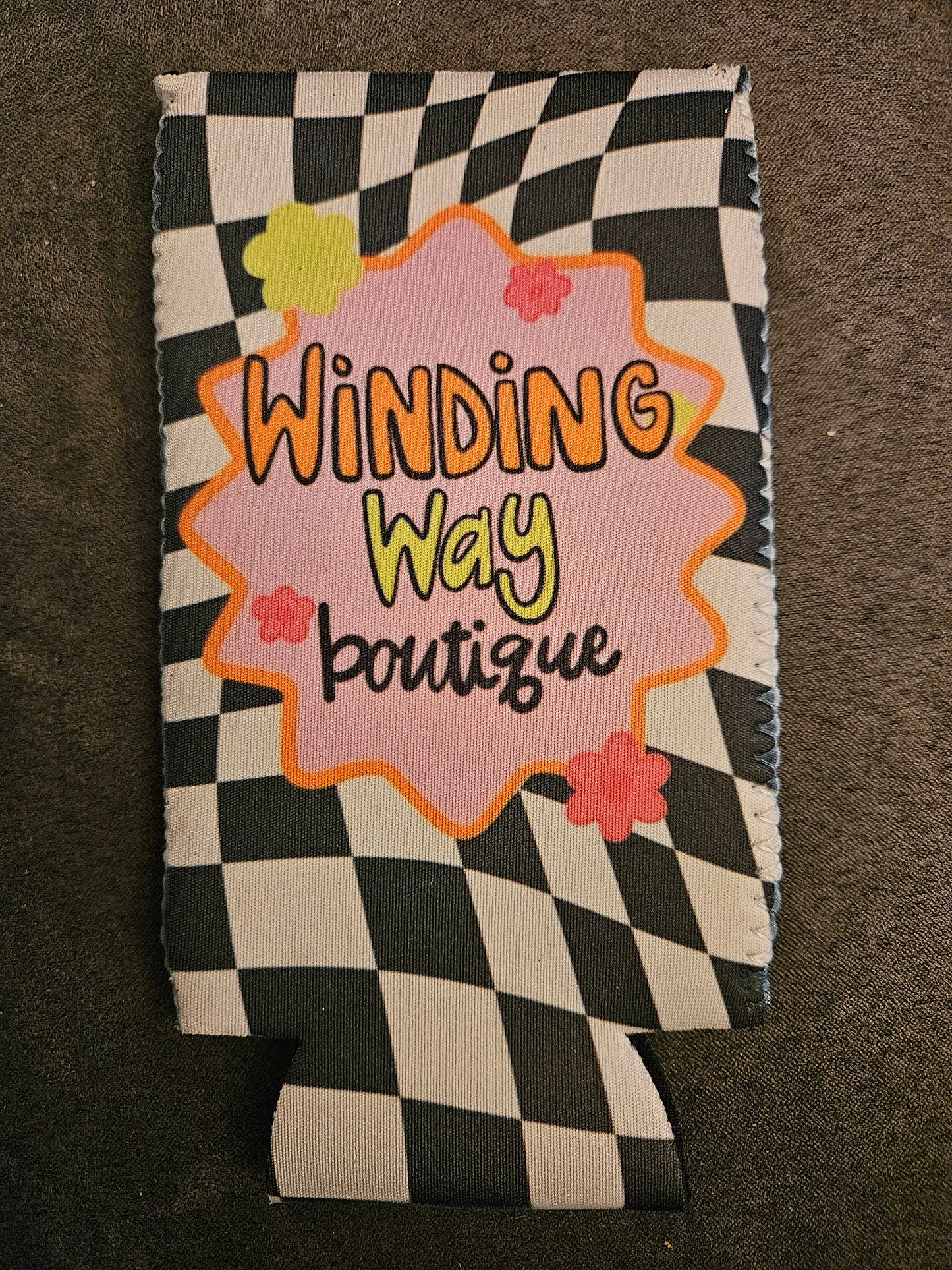 Winding Way Checkered Neon Koozie