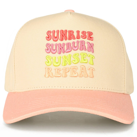SUNRISE SUNBURN SUNSET REPEAT Embroidered Trucker Hat