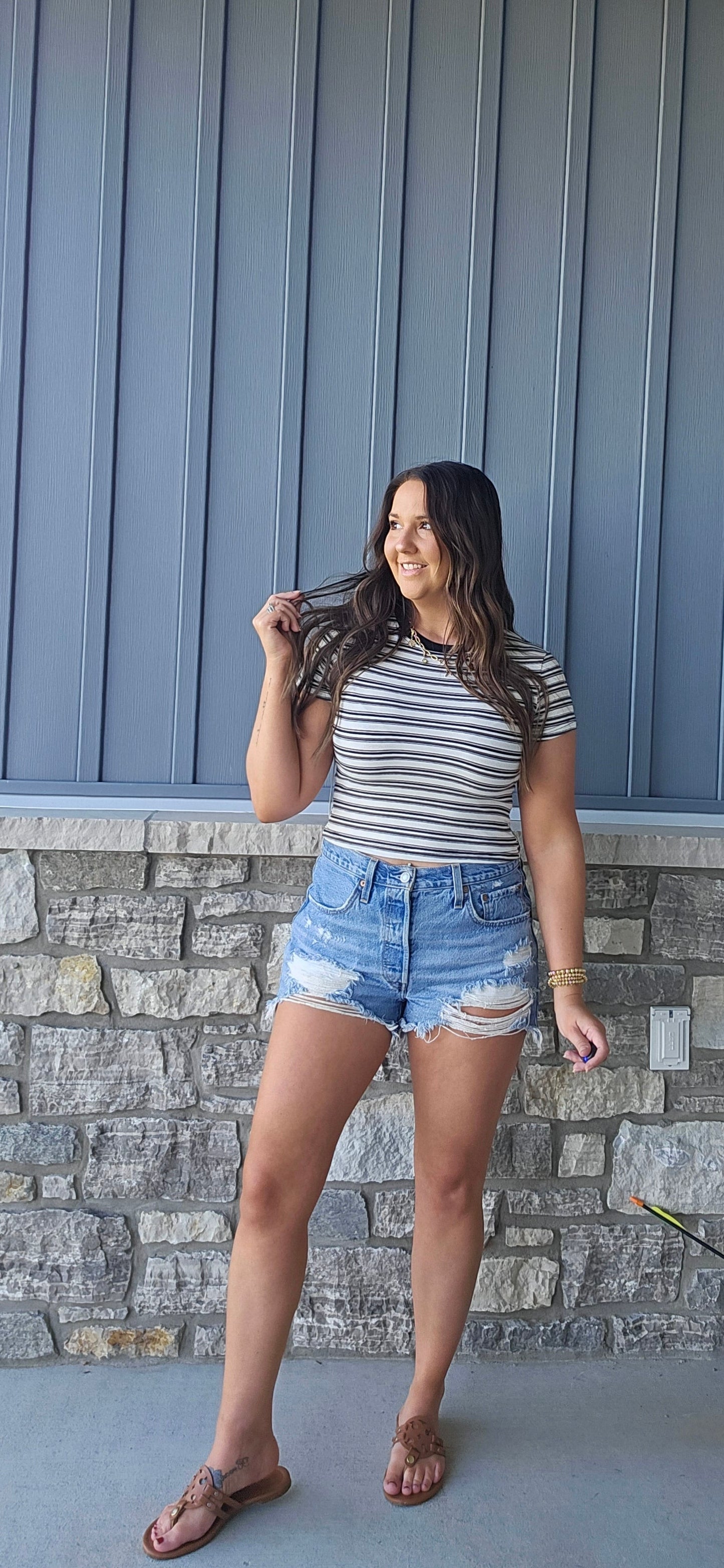 Coastal Stripe Crop Tee
