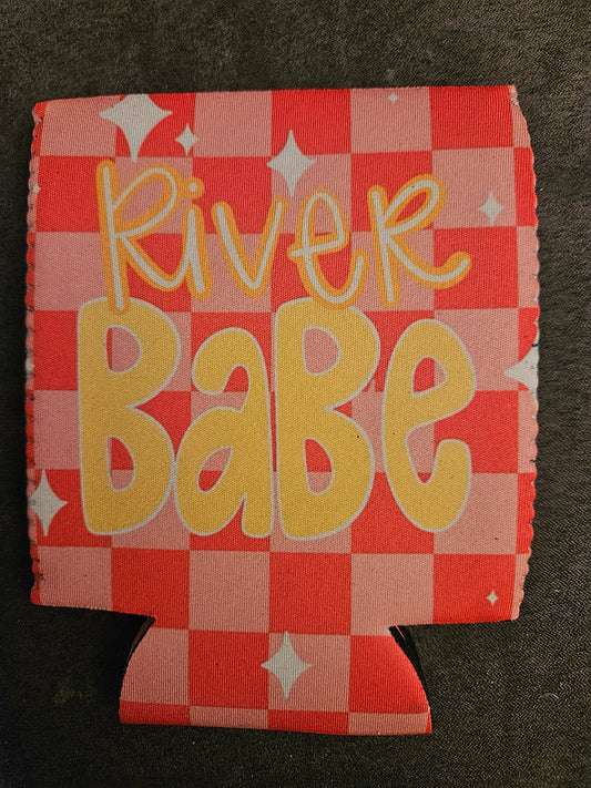 River babe checkered print koozies
