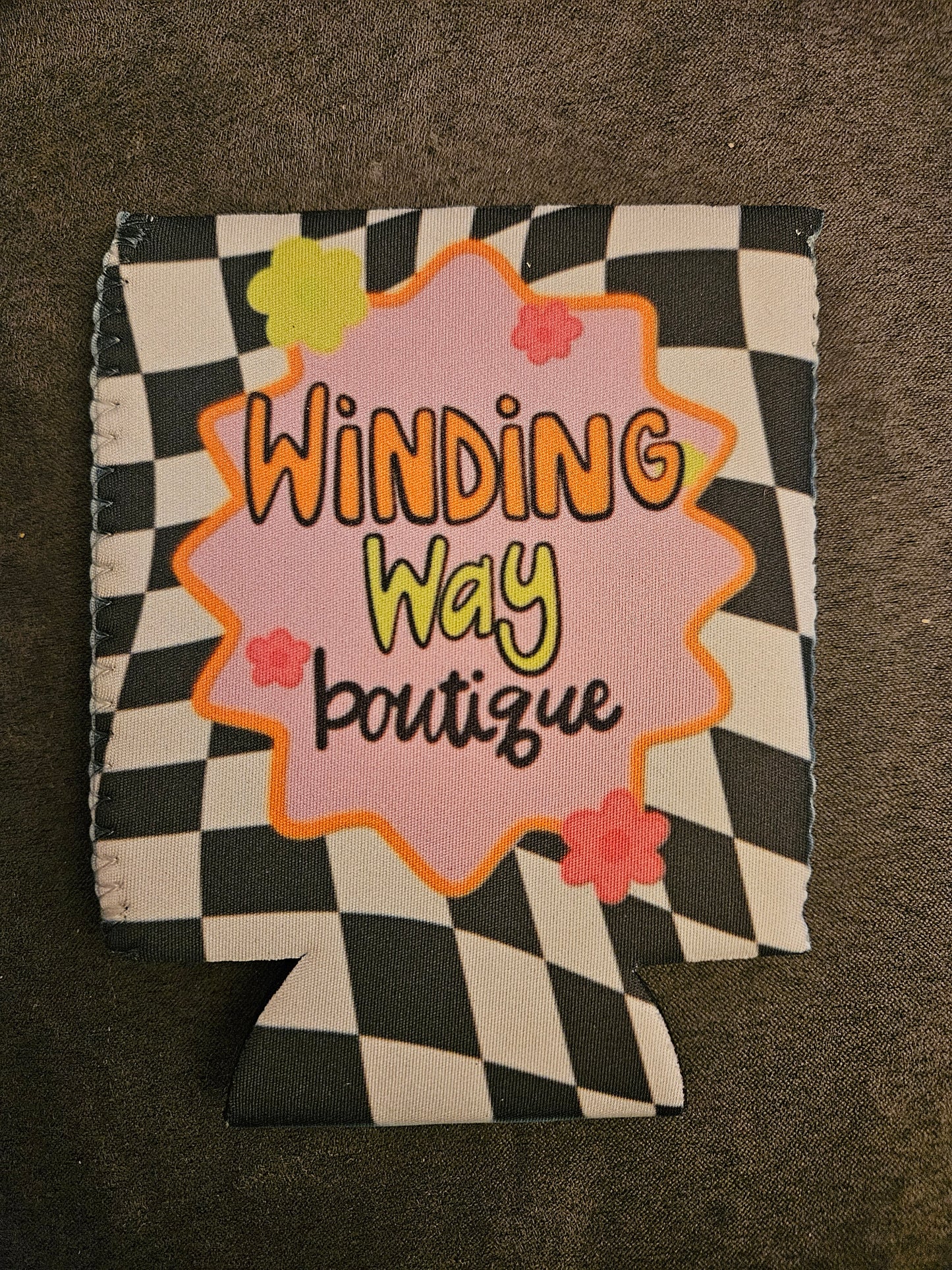 Winding Way Checkered Neon Koozie
