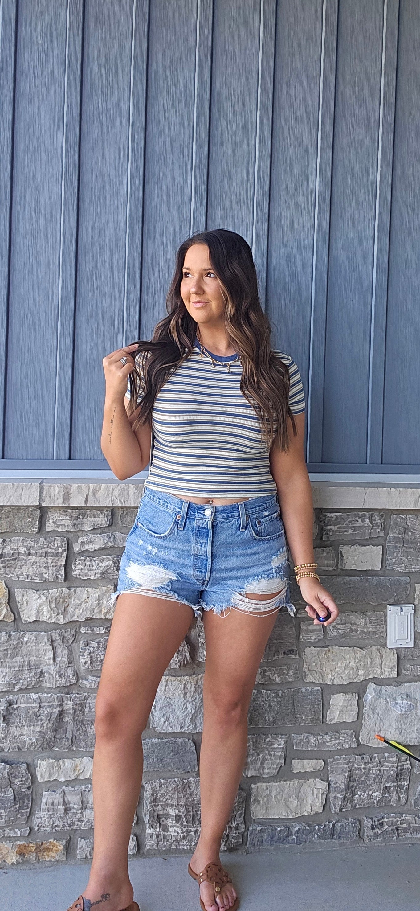 Coastal Stripe Crop Tee