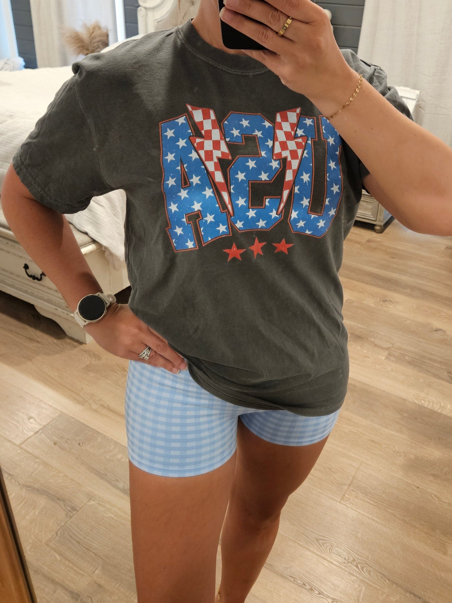Star spangled checkered tee