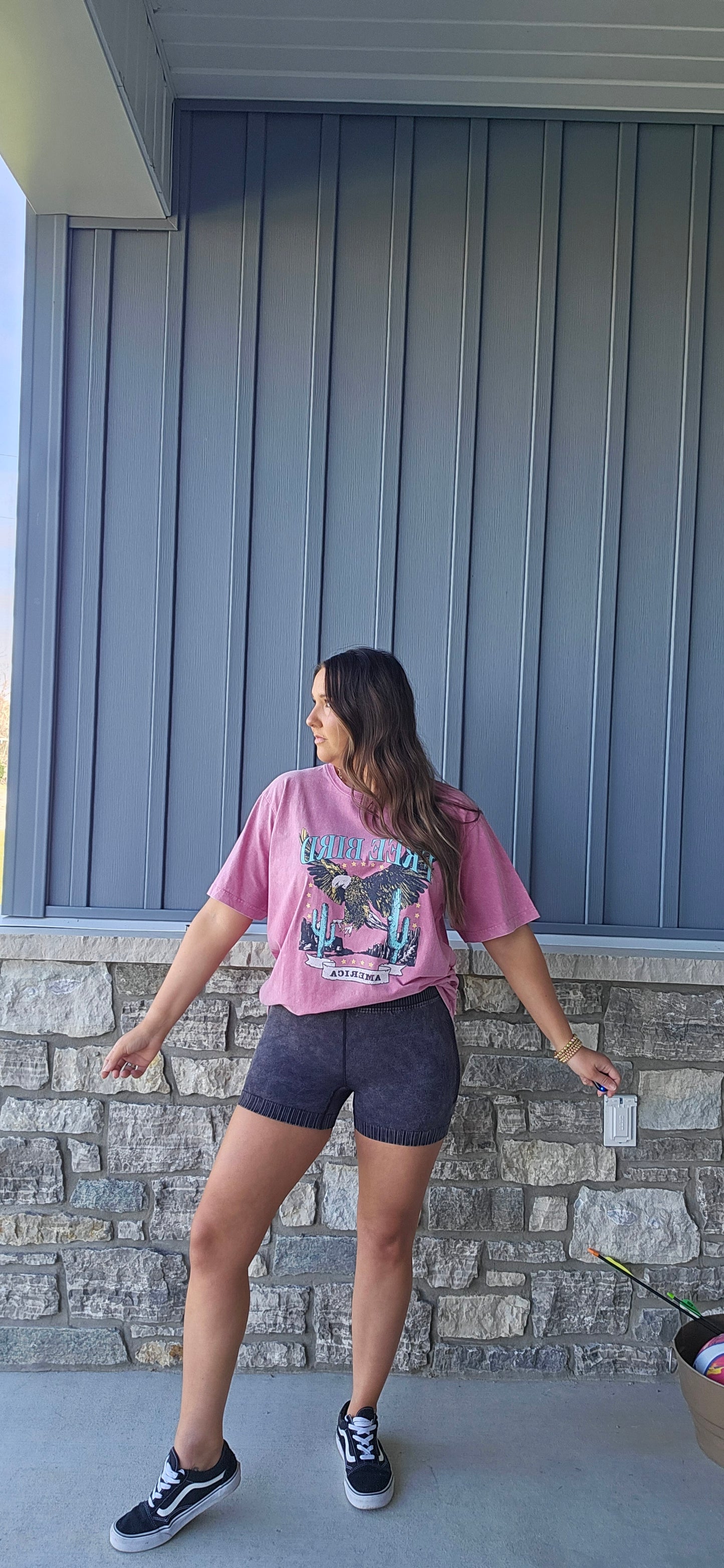 Mineral Wash Biker Shorts