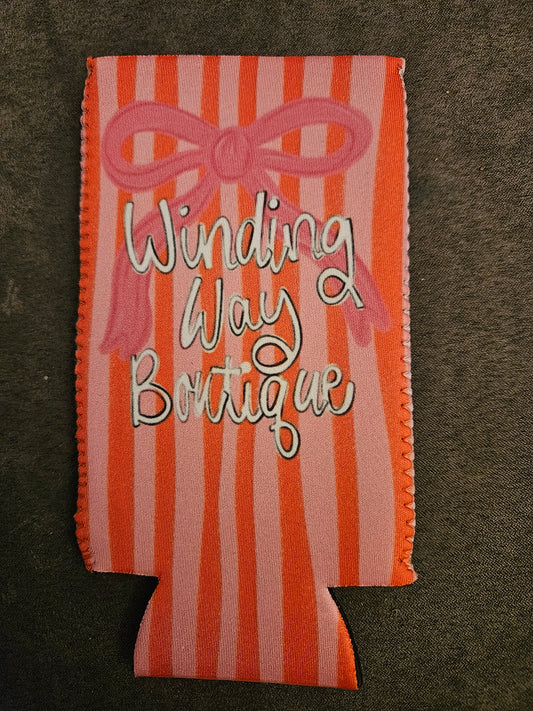 Winding Way Koozie - bow & stripes