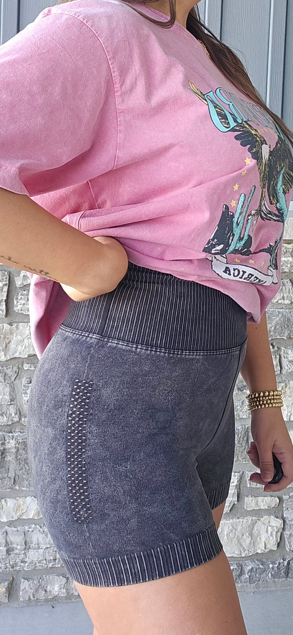 Mineral Wash Biker Shorts