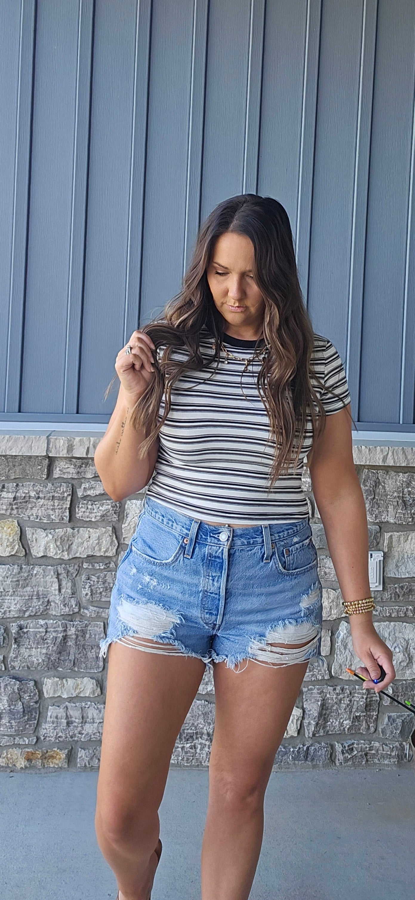 Coastal Stripe Crop Tee