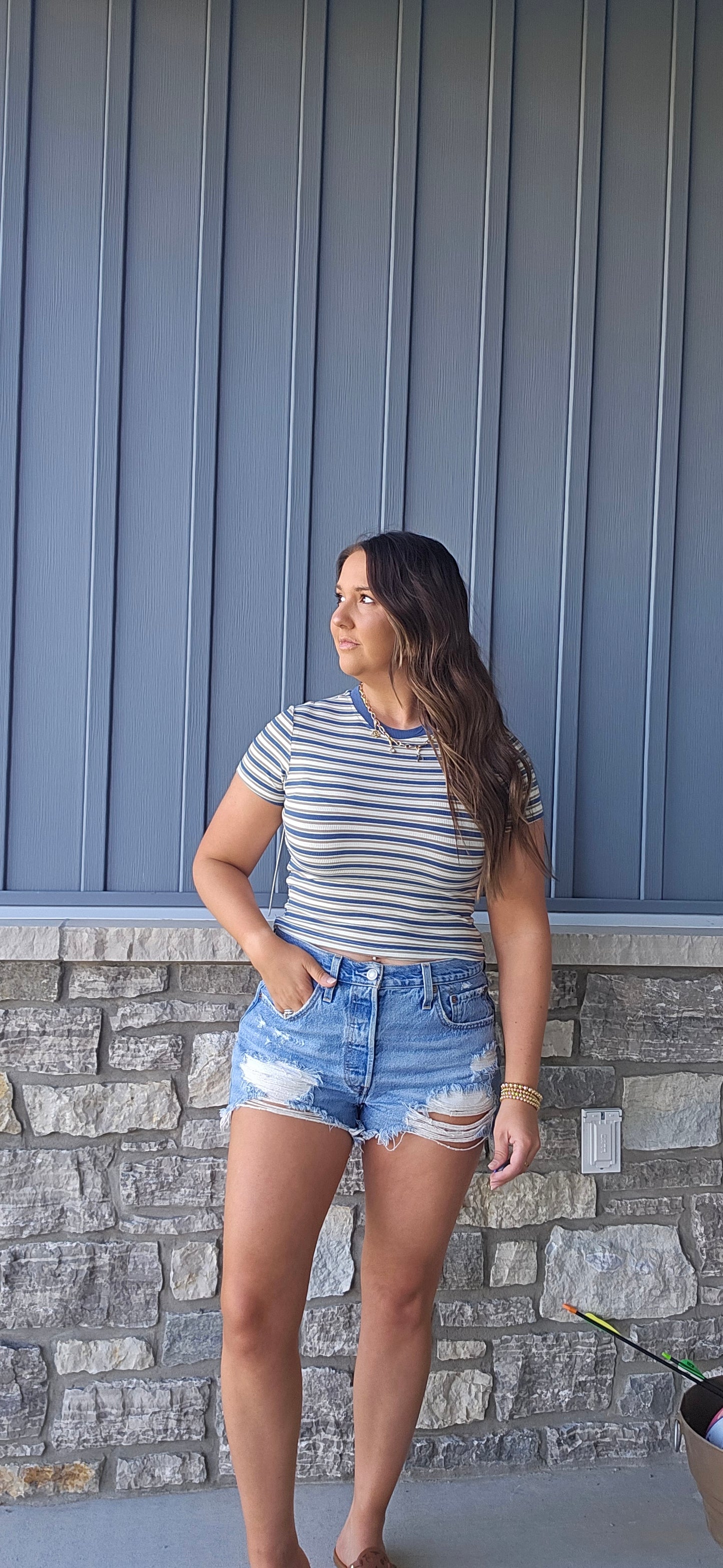 Coastal Stripe Crop Tee
