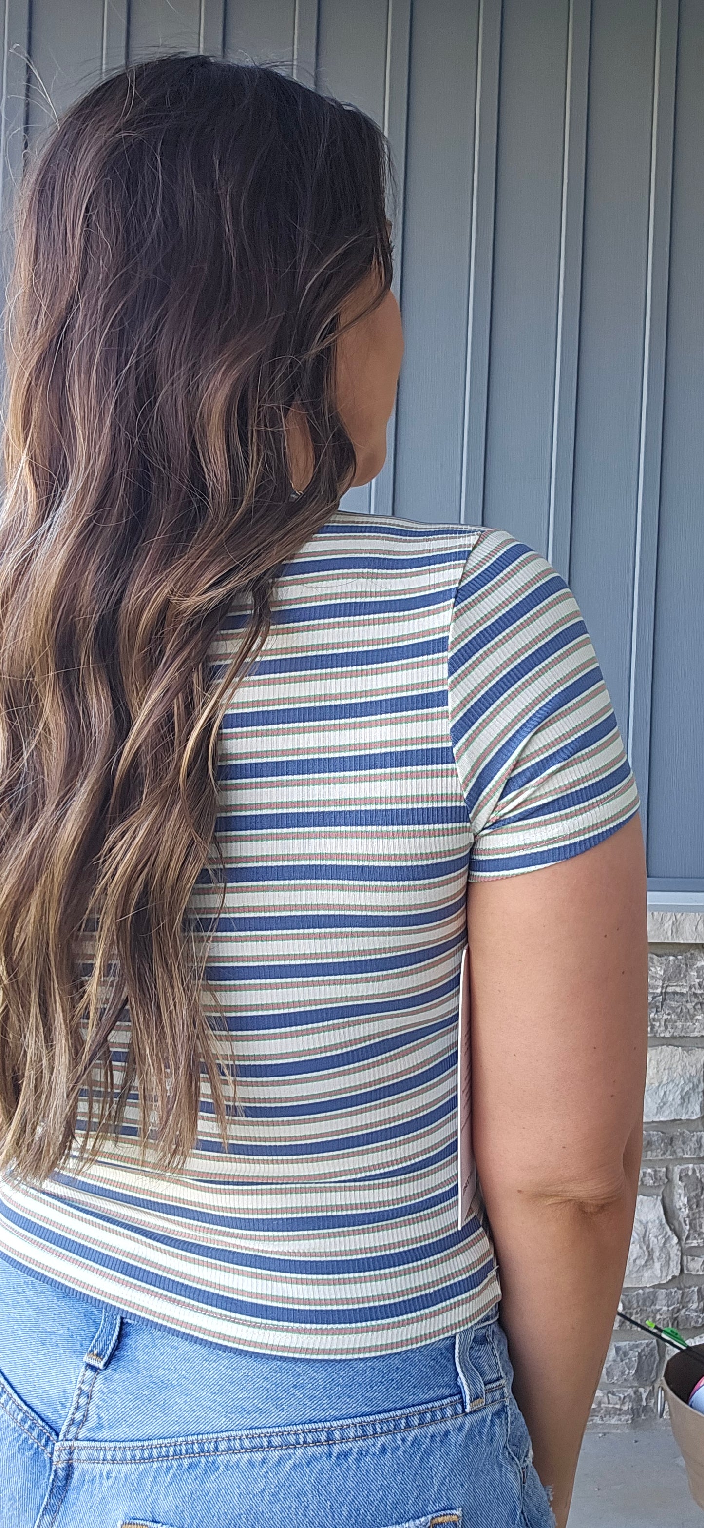 Coastal Stripe Crop Tee